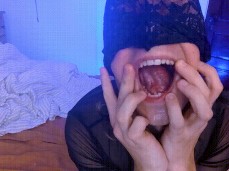 Sissy Twink Proves She Swallowed All the Cum gif