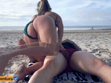 Casalaventura wife stroking and anal mounting cock on the beach 01 gif