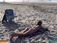 Casalaventura wife pulls bikini back into place after sex on beach 01 gif