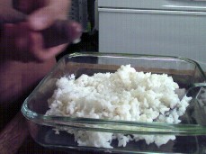Cumming on rice dish gif