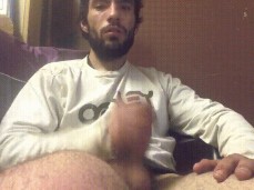Hairy solo guy stroking his dick gif