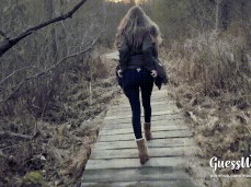 GuessWhox2 mooning you while she walks through autumn landscape 01 gif