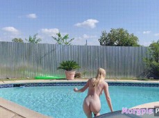 Morgpie climbs into the pool naked to skinny dip 01 gif
