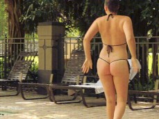 Melanie hicks in thong bikini gets out of hotel pool 02 gif