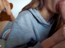Cute college girl gives her big dicked boyfriend a lovely blowjob gif