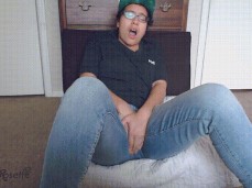 Tomboy masturbating through jeans gif