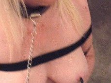 Electric Shock Wand on Nipple of Tied Up Blonde gif