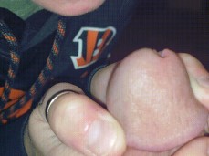 Sticking my tongue inside of a fat cock! gif