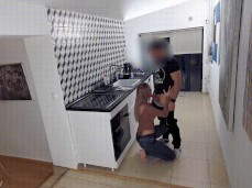 Wet Kelly gives  blowjob in kitchen 02 gif