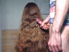 Cum on long wavy hair gif