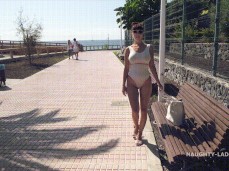 Naughty Lada's swimsuit is still a little sheer after the beac 02 gif