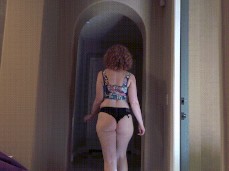 Walking down the hall in thong shorts gif
