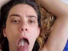 Creamy load into the mouth gif