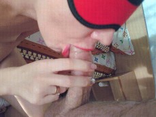 Best Blowjob by Horny Teen Marthabullles in Red Mask Ending With a Cumload in Her Mouth- Part 137 - Marthabullles gif