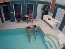 Guy propositions couple at the pool gif