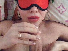 Best Blowjob by Horny Teen Marthabullles in Red Mask Ending With a Cumload in Her Mouth- Part 290 - Marthabullles gif