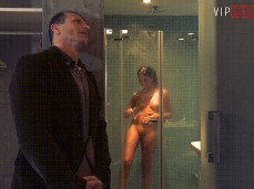 Mia Manarote showering and letting George Uhl watch gif