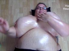 BBW Playing With Massive Oiled gif