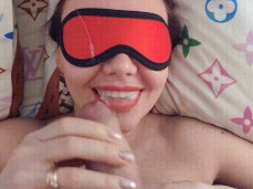Best Blowjob by Horny Teen Marthabullles in Red Mask Ending With a Cumload in Her Mouth- Part 340 - Marthabullles gif