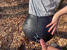amateur stepmom is fucked outdoor in her leather skirt gif
