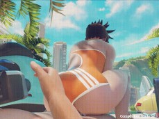 Tracer Riding Cock at the Beach gif