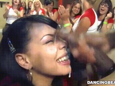Amateur Public Clothed Facial in Front or Friends gif