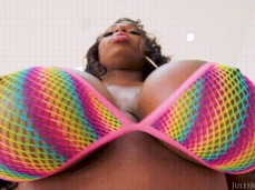 Busty Beauty Ebony Mystique Shows off her Curves gif