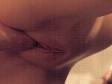 After Filling Her Pussy from Behind, His Thick Load Begins to Dribble Out gif