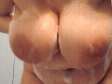 Huge Natural Tits and Large Areolas In Shower gif