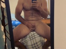 Sexy, bearded str8 athlete Stidam jacking off in front of mirror 0020-1 gif