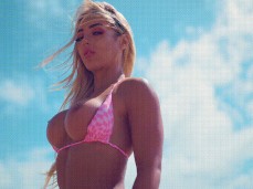 Fit Kitty Topless at the Beach gif