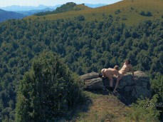 Passionate blowjob on a hill gif