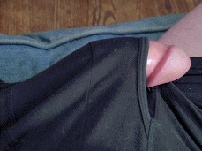 That White Dude's fat headed dick wrestles itsellf out, handsfree 0043-1 gif
