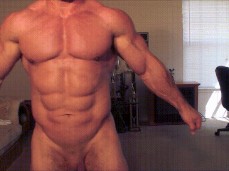 Hot, mature, bald,  bodybuilder Tony Dinozzo poses & walks naked 1346 gif