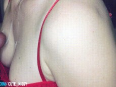 Perfect cumshot on her beautiful breast gif