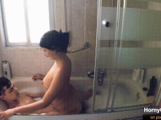 Amateur couple has sex in tub gif