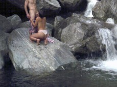Amateur blowjob at the waterfall gif