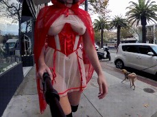 Teaser- Halloween 2021 Sheer Red Riding Hood No Panties gif