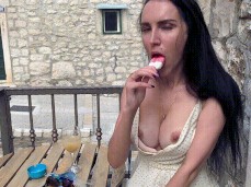 Flashing boobs while licking ice cream gif