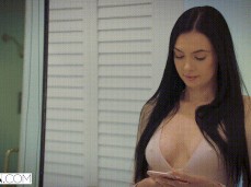 Chatting with her lover when she is with the husband gif