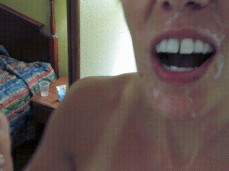 So happy after being face cum plastered LOL Funny gif