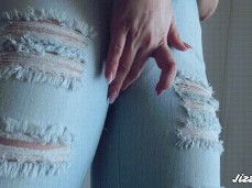Rubbing pussy in tight jeans. gif