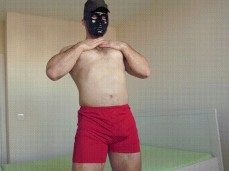 Athletic, masked WorldStud enjoys his hot chest 0110-1 5 gif
