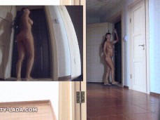 Naughty Lada checking the door naked gif