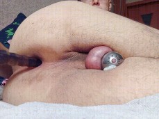 Anal Orgasm in Chastity Cage gif