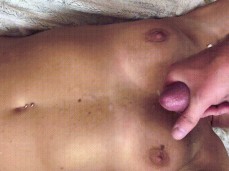 busty mature happy about that cumshot on her tits! gif