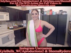 Sheena Ryder wife in sexy bikini in kitchen gif