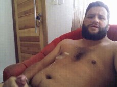 Chubby, bearded himerus shoots a big load on his belly 0106-1 6 gif