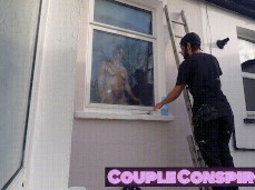Window Cleaner Fucks Horny House Wife gif