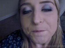 LittleOralAndie swallows cum and shows that it's all gone gif
